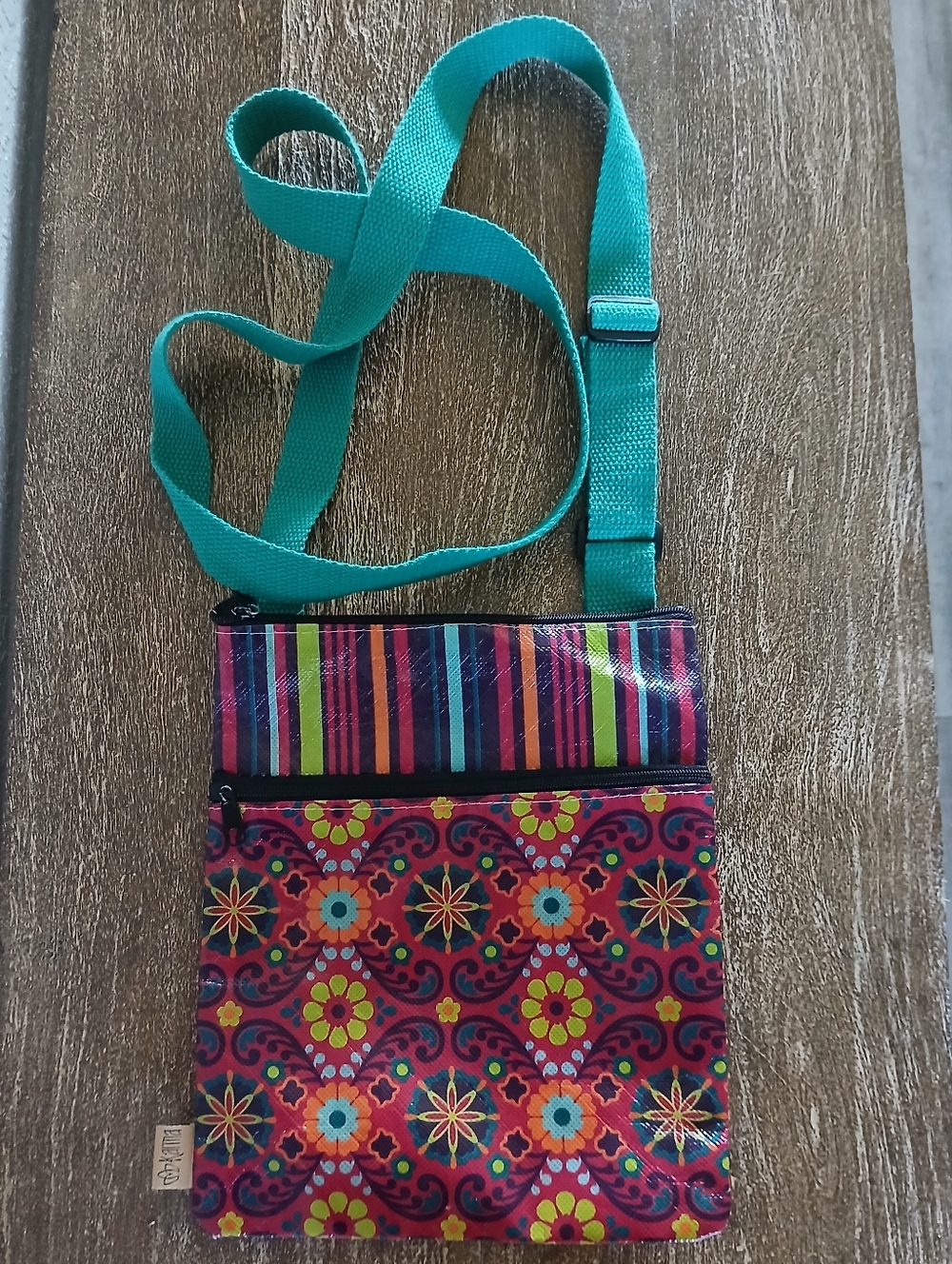 Karma Berry Flora Floral Small Crossbody Bag Purse With Adjustable Teal Strap